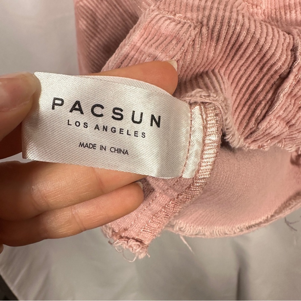 PacSun Cropped Corduroy Yin Yang Jacket Raw Hem Y2K Indie Sleaze Pink M/L - Picture 9 of 12
